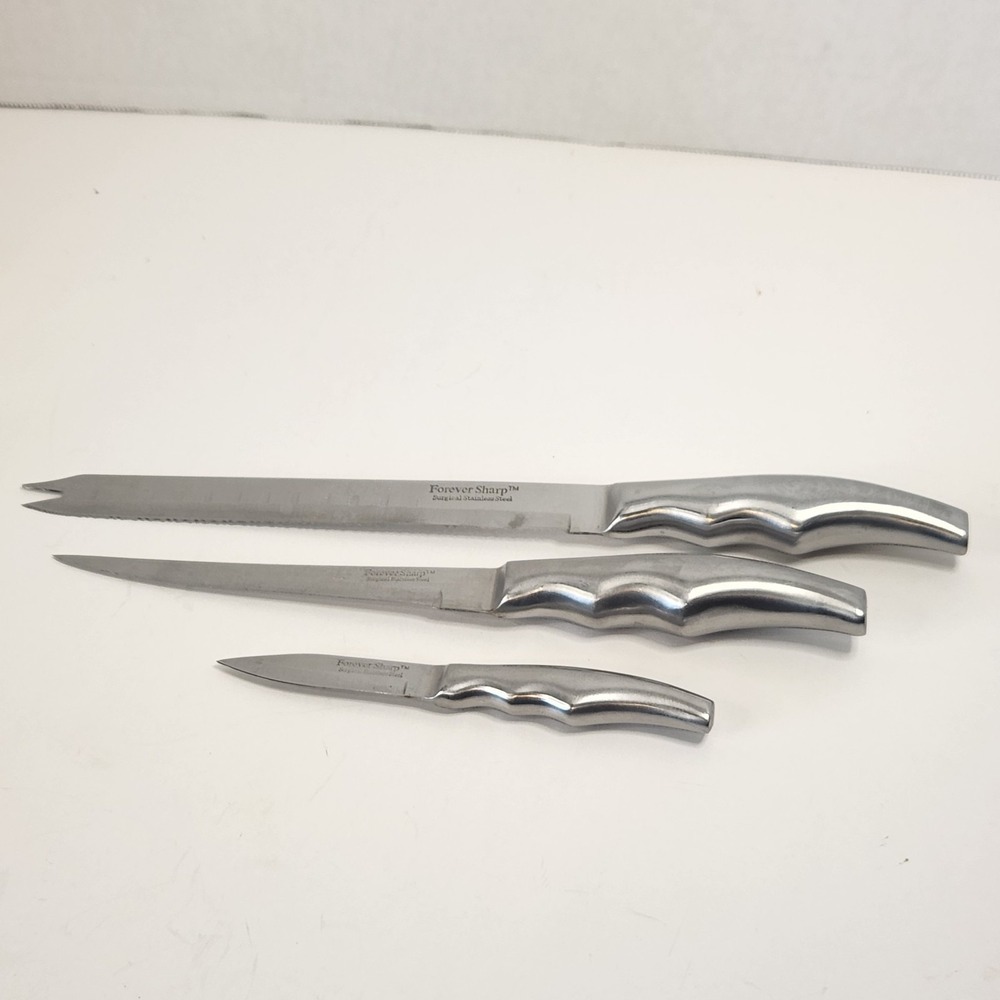 Vintage Forever Sharp Surgical Stainless Steel Knife Set 3 Piece Ergo Handle
